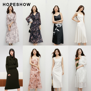 长袖 红袖 新款 合集 连衣裙通勤淑hopeshow outlets粉丝福利款