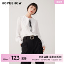 outlets飘带衬衫 hopeshow2023秋季 新款 红袖 女装 蕾丝娃娃领雪纺衫