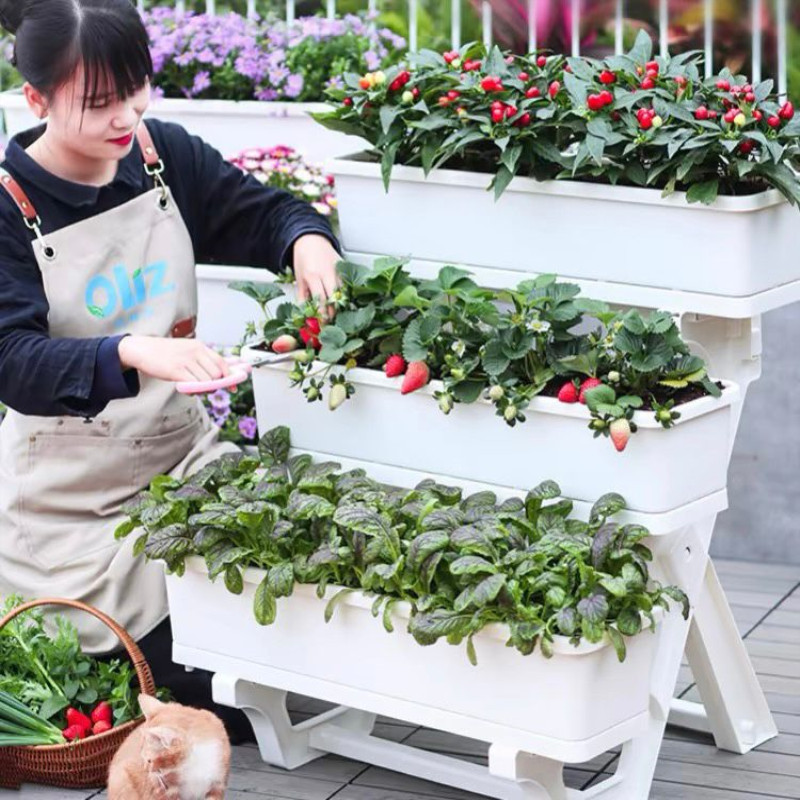 室内阳台种花盆多层花架庭院种菜塑料...