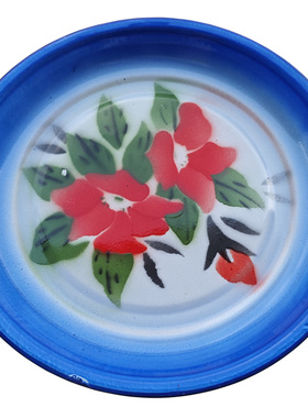 老式搪瓷盘子绿蓝色怀旧复古大茶盘80年代喜字秤称盘火锅麻辣烫