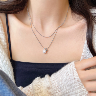 「沧海遗珠」个性双层叠戴仿珍珠项链女小众高级感轻奢蛇骨链百搭