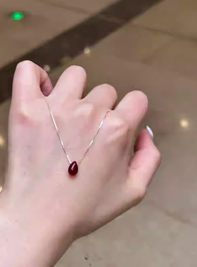 「胭脂泪」红豆滴水项链