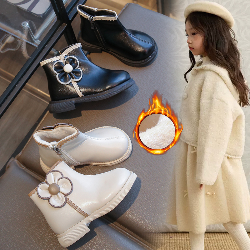 月销1万+优质女童皮靴公主二棉靴
