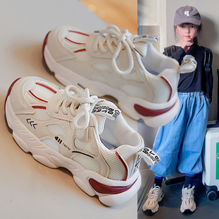 2025春秋新款 网面鞋 学生跑步鞋 儿童老爹鞋 软底皮面童鞋 女童运动鞋