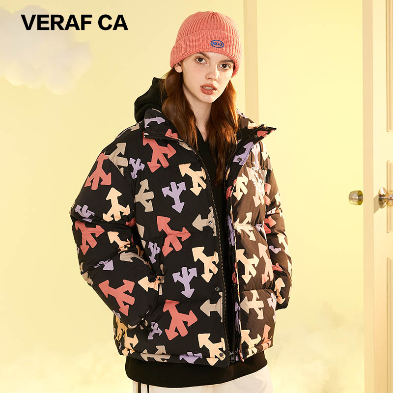 VERAF CA2021新款国潮棉衣潮牌韩版潮流外套反战满印棉服男冬季
