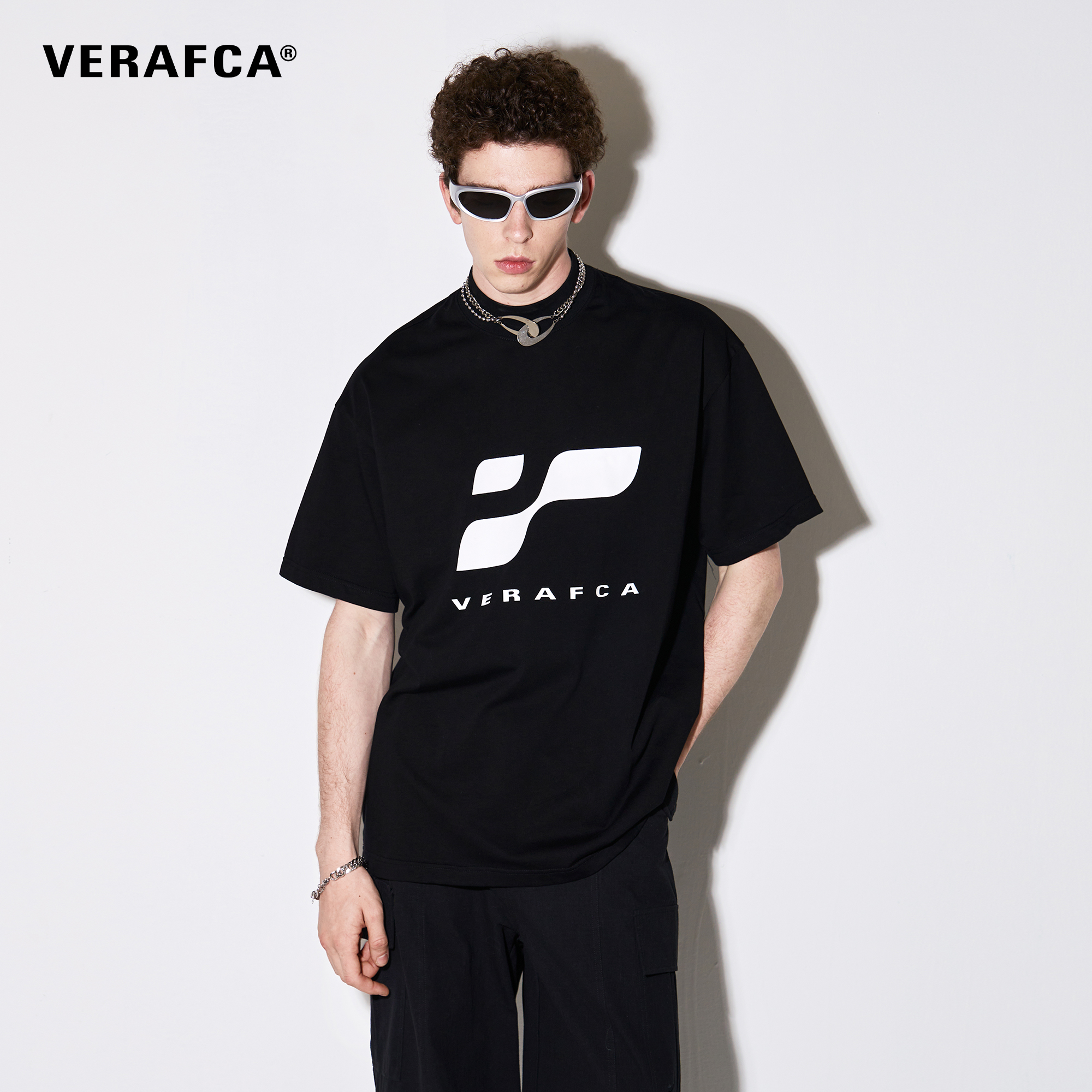 VFC/VERAF CA半高领logo印花短袖T恤男美式复古宽松上衣潮牌半袖 男装 T恤 原图主图