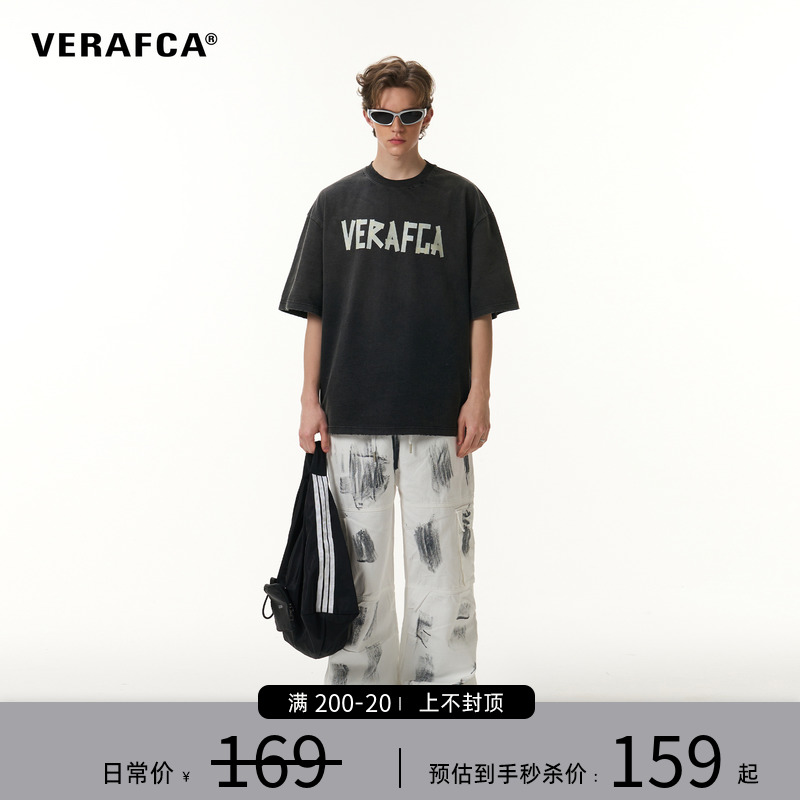 VFC/VERAF CA 胶带短袖男夏季水洗做旧全棉重磅t恤磨破设计师小众 男装 T恤 原图主图