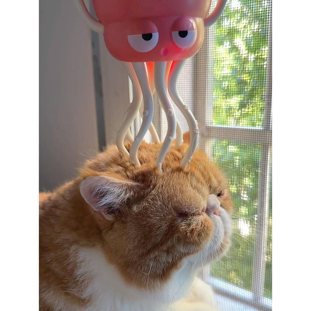 猫咪痒痒挠电动按摩头撸猫神奇新款猫玩具狗狗按摩头梳子章鱼造型