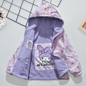 女童外套春装 中大童加绒两双面穿冲锋衣洋气春秋儿童薄绒气质风衣