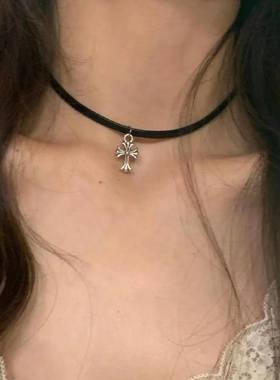 choker短款罗马十字架项链女甜酷辣妹暗黑个性风不掉色颈圈颈链女