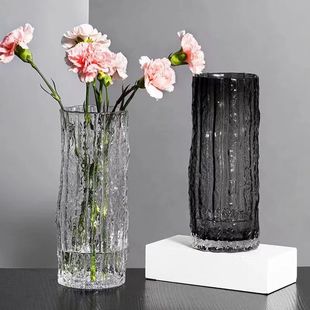 冰川设计感透明玻璃花瓶有质感摆件客厅网红花瓶插花 半价清仓