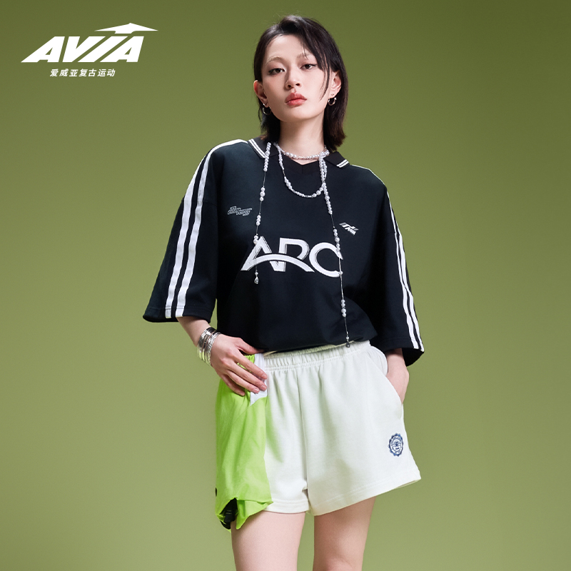 【05】AVIA爱威亚ARC系列复古球衣情侣运动百搭短袖休闲T恤