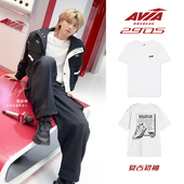 AVIA爱威亚复古运动纯棉T恤女情侣百搭休闲短袖 蔡徐坤同款 t恤