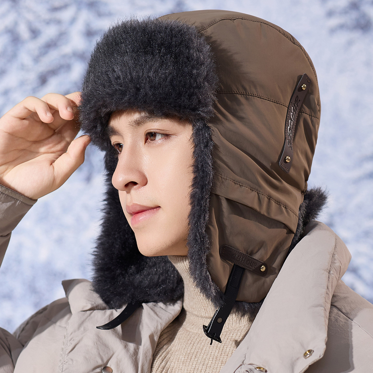 户外防寒雷锋帽男士新款加绒加厚护耳帽子女冬季潮流冷帽登山棉帽