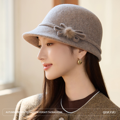 秋冬女士羊毛呢礼帽气质优雅时尚