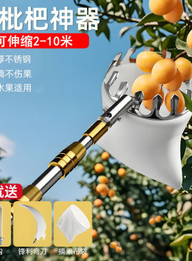 德国摘果神器伸缩杆高空采摘水果枇杷杨梅李子芒果果子网兜摘果器
