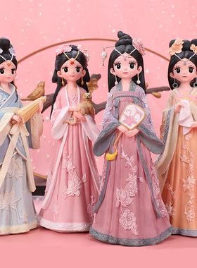 原创中国风汉服女孩古风摆件