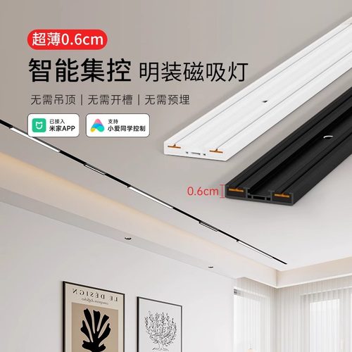 超薄明装智能集控磁吸轨道灯吸顶灯泛光灯客厅卧室过道无主灯照明