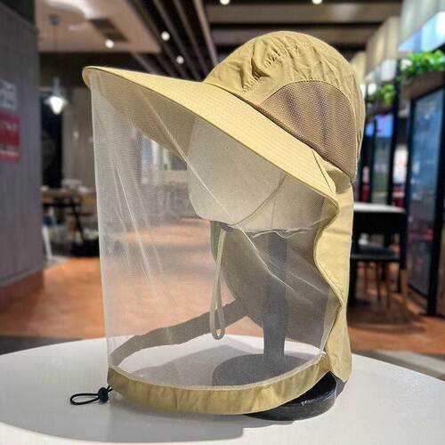 户外防蚊帽男女钓鱼帽遮脸防晒透气网纱面罩夜钓防虫防蜜蜂养蜂帽