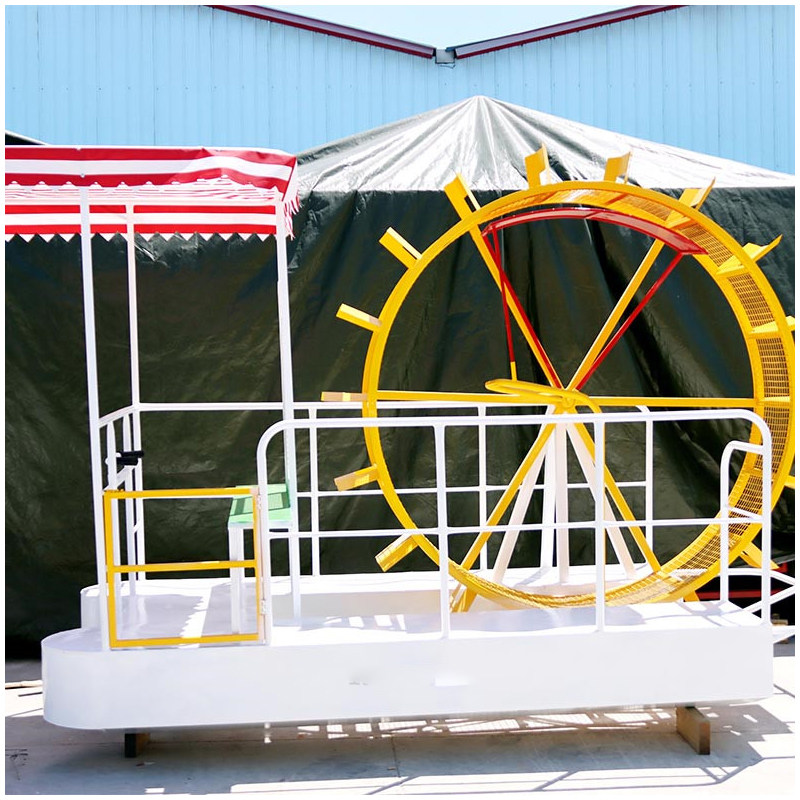 网红脚踏船水上亲子无动力游乐设备景区风车式步行脚踏船厂家定制