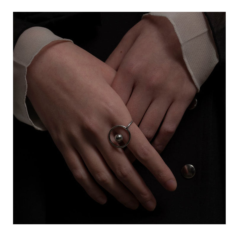 SUTP性镂空水滴戒指女韩版时尚S925银小众指环食指戒潮款