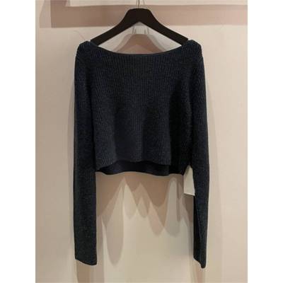 2025秋冬新款打底长袖短款上衣低领黑色羊毛针织衫一字领毛衣女