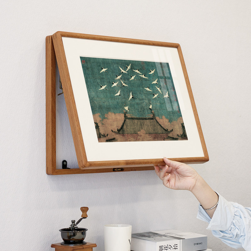 萱木堂开 门式中古北美黑胡桃实木电表箱装饰翻盖遮挡配弱电闸挂