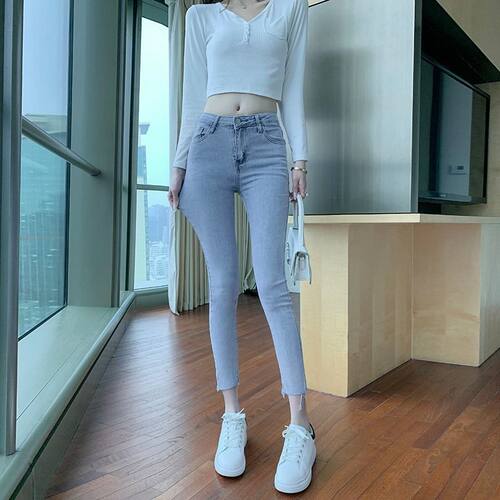 小个子裤子女高腰弹力毛