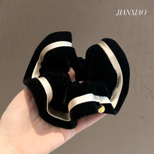 法式 少女小香风高级感丝绒大肠圈ins简约质感拼色头绳盘发圈皮筋