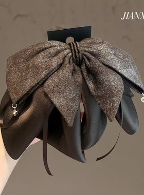 法式复古晕染蝴蝶结发夹气质轻奢水钻马尾夹秋冬新款鲨鱼夹子头饰