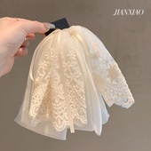 蕾丝蝴蝶结抓夹网纱飘带2025高档后脑勺气质发夹韩国小香风马尾夹