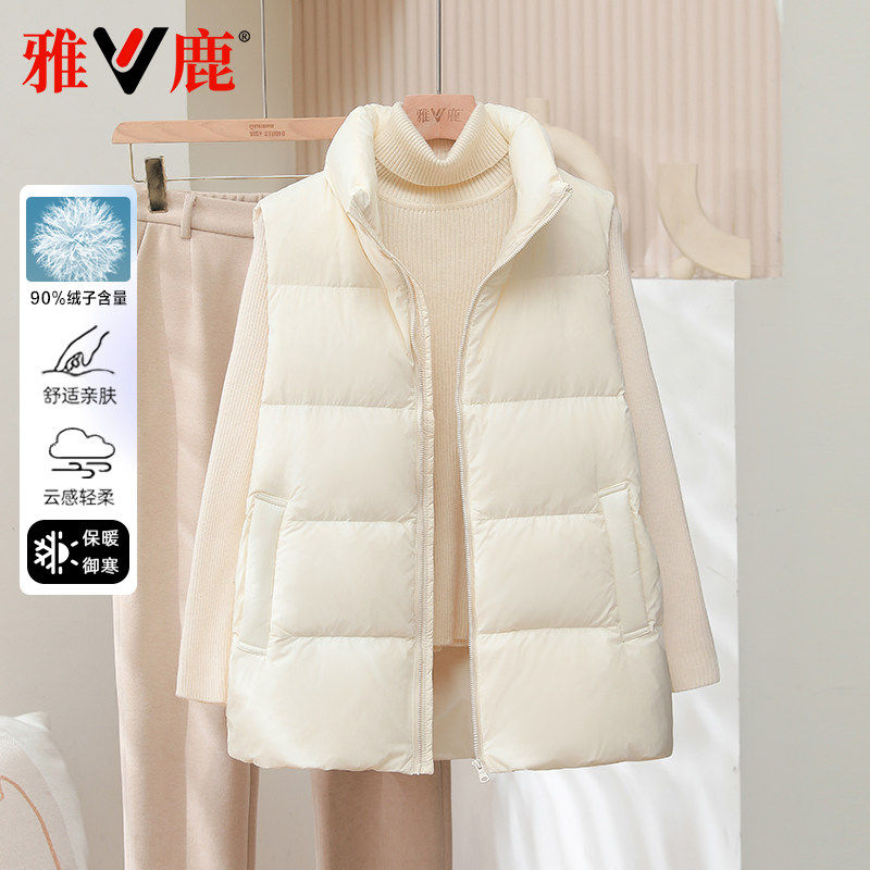 雅鹿羽绒服女背心宽松保暖马甲