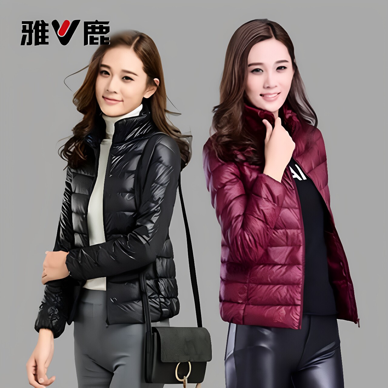雅鹿正品轻薄羽绒服女大码外套