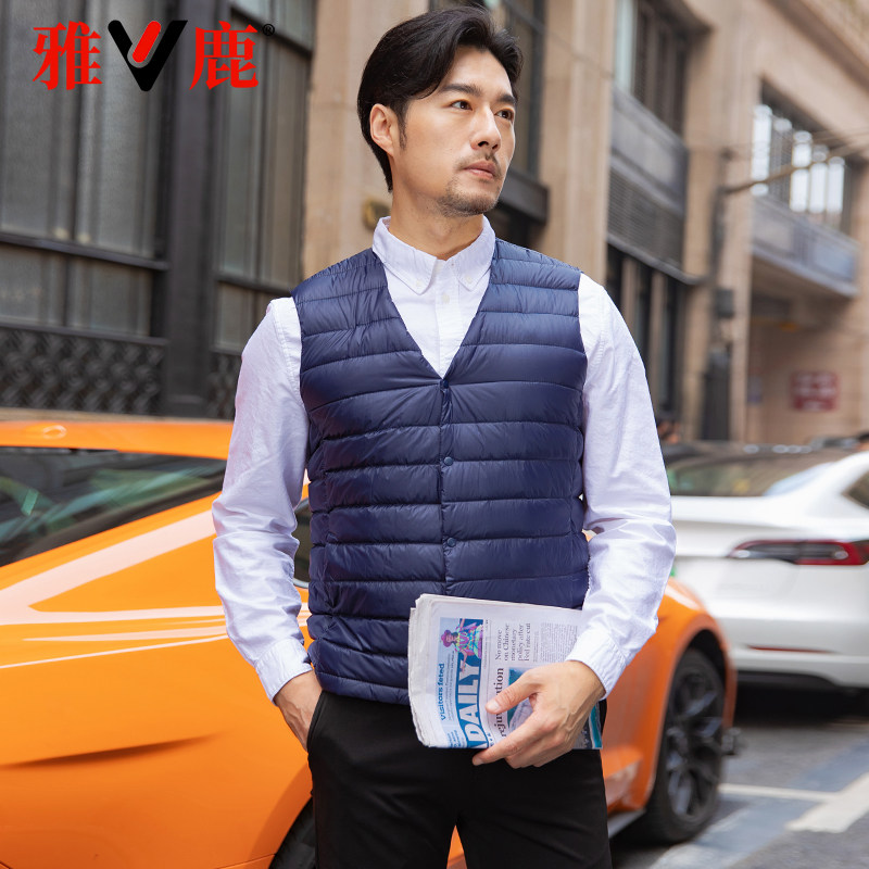 雅鹿无领内胆马甲轻薄羽绒服保暖