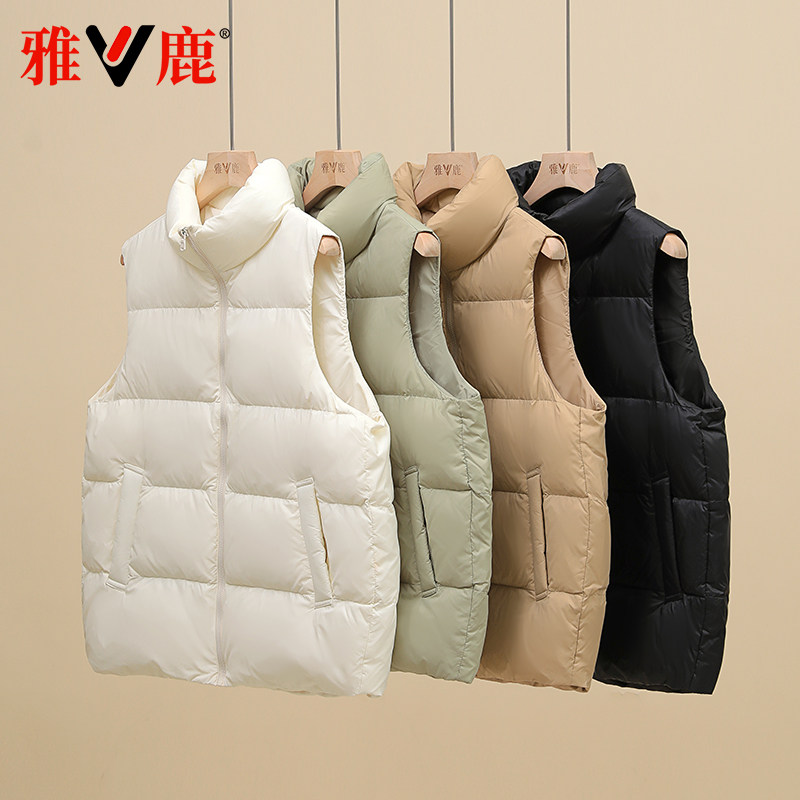 雅鹿羽绒服女背心宽松保暖马甲