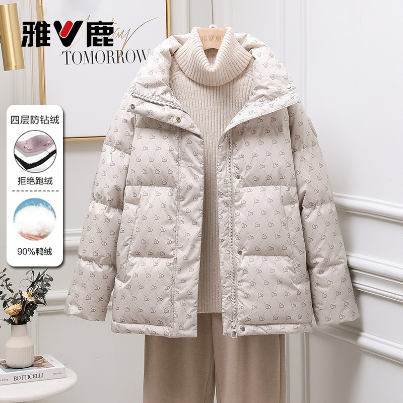 雅鹿羽绒服女短款小个子保暖外套
