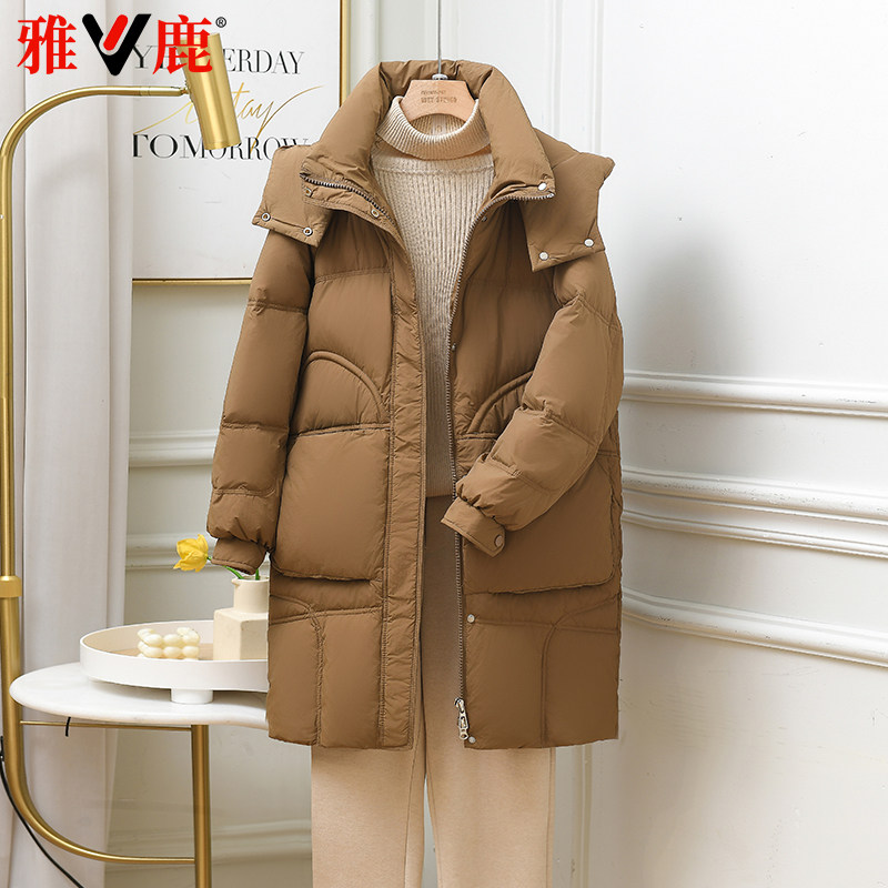 雅鹿羽绒服女中长款加厚保暖外套