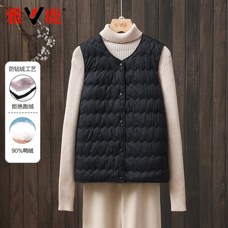 雅鹿短款圆领轻薄羽绒服
