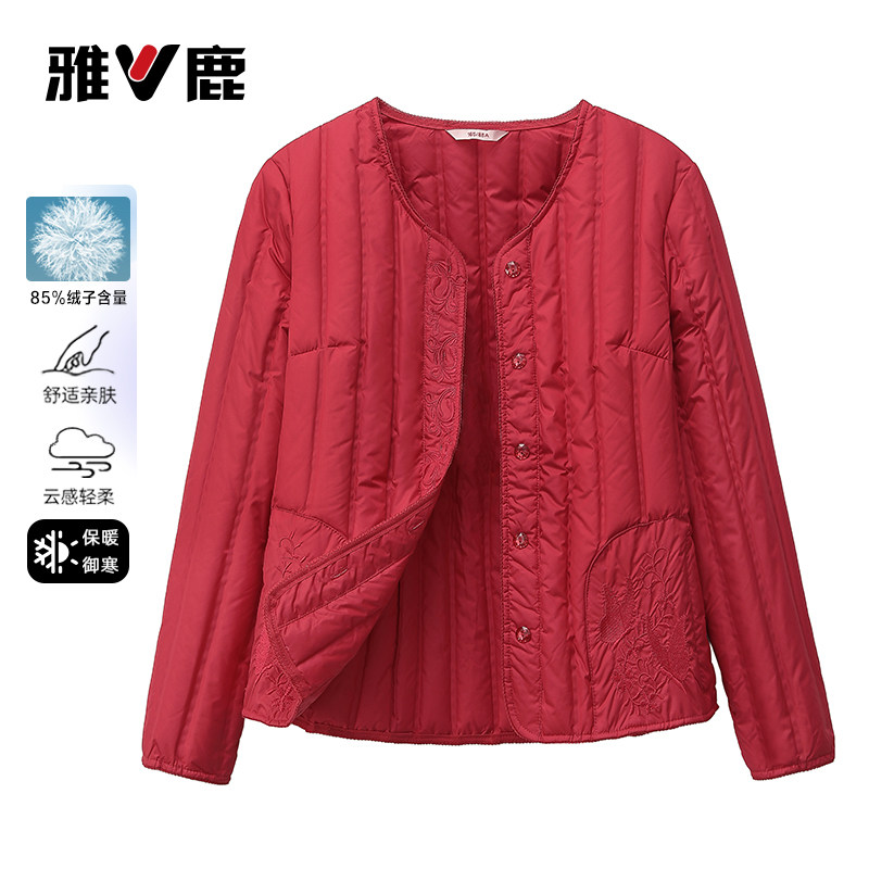 雅鹿2025秋冬新款轻薄中老年羽绒服女妈妈装加厚保暖宽松内胆外套