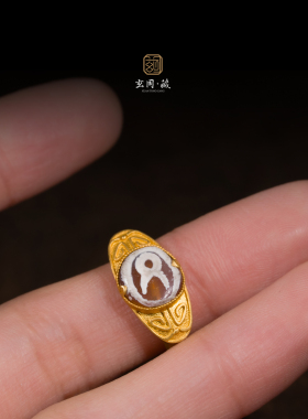 古法红玉髓星座戒指 18k黄金镶嵌原创设计款气质新中式轻奢男女