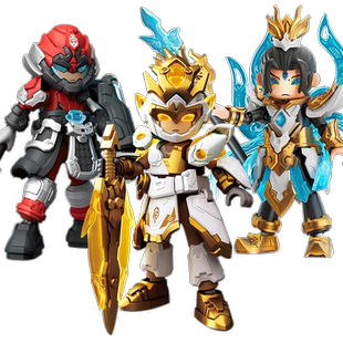 布鲁可英雄无限刘备战斗服吕布关羽拼装积木人偶马超手办不如可克