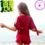 Đồ bơi cho bé gái Bikini Cô gái Đồ bơi Big Boy Ba mảnh Rượu vang đỏ dễ thương 11 Spa - Đồ bơi trẻ em quần áo trẻ em hàn quốc