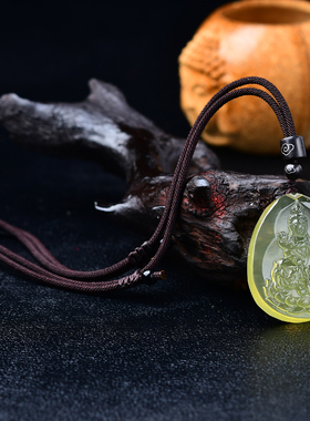 天然黄水晶八大守护神吊坠男女12生肖兔文殊普贤挂件大日如来项链