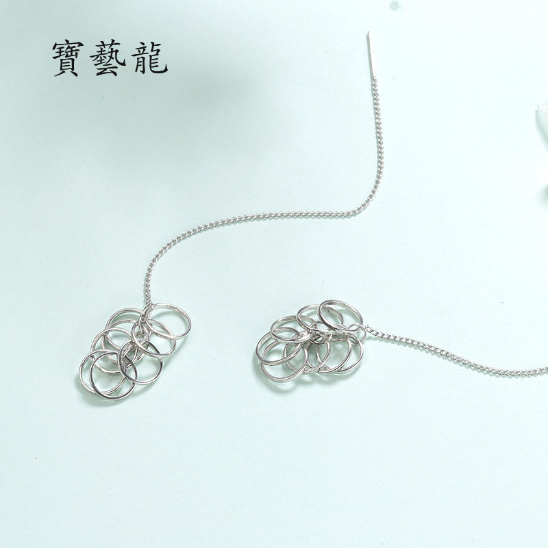 宝艺龙2020年新款S925纯银耳线潮流个性简约时尚环扣设计首饰