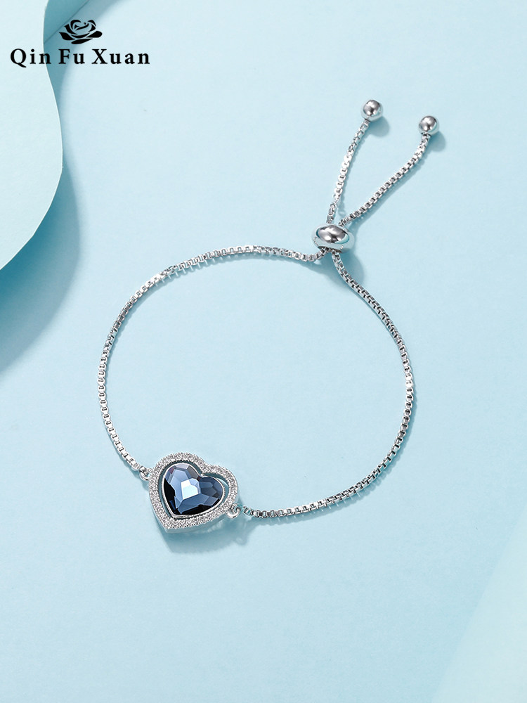 森系网红爱心设计手链女小众手饰洛世奇采用闺蜜施华元素水晶ins