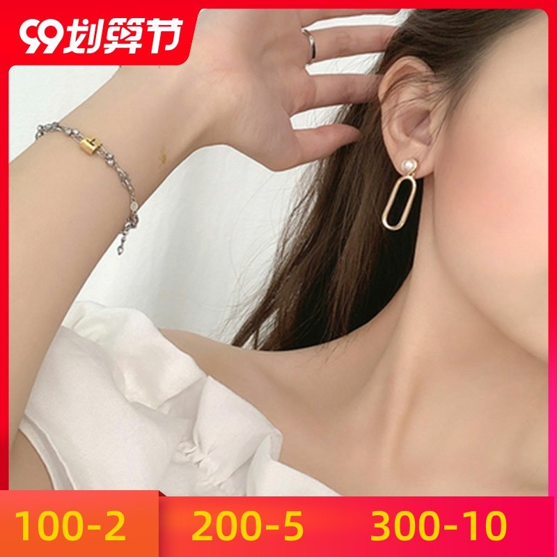 纯洛耳钉新款施华银潮长款耳环女耳坠世奇韩国采用珍珠2019元素