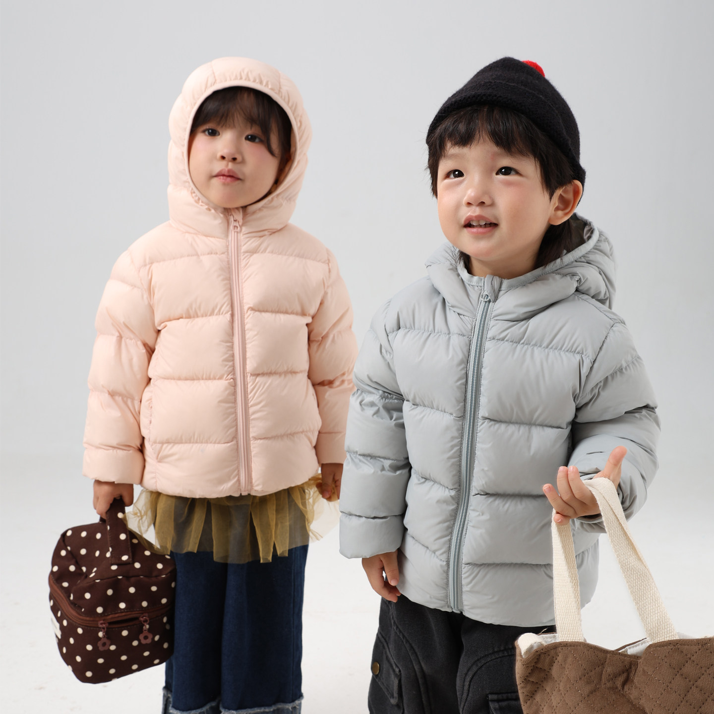 2026新款宝宝羽绒服轻薄款儿童加厚保暖面包服男女童连帽短款外套