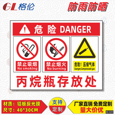 暂存点压缩气体标示牌消防安全