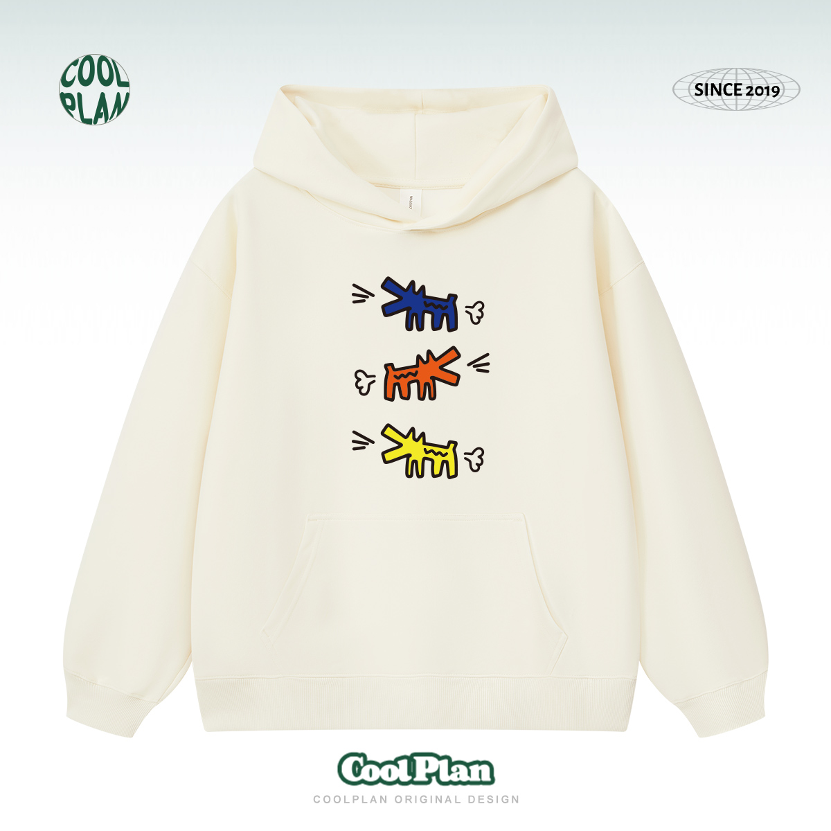 KeithHaring屁屁狗趣味艺术家凯斯哈林带帽卫衣涂鸦抽象上衣重磅