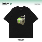 美元 T恤夏季 卷纸 原创美式 趣味创意印花宽松短袖 潮牌 男女同款